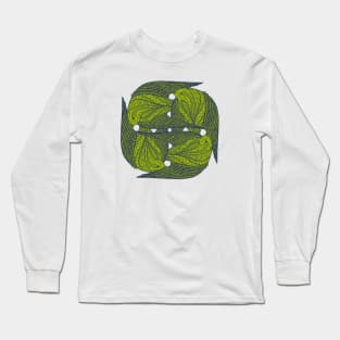 Cute green love birds in the air design Long Sleeve T-Shirt